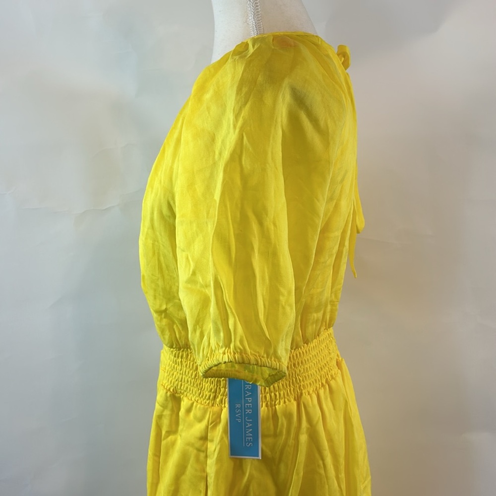 Draper James RSVP | Smocked Waist Yellow Linen Blend Dress | Medium - Picture 9 of 15